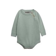 Hanevild Martin body i 100% merinould til baby, sage grøn farve