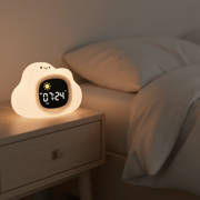 Noomu søvntræner og natlampe til børn med måne- og sol-symbol og white noise