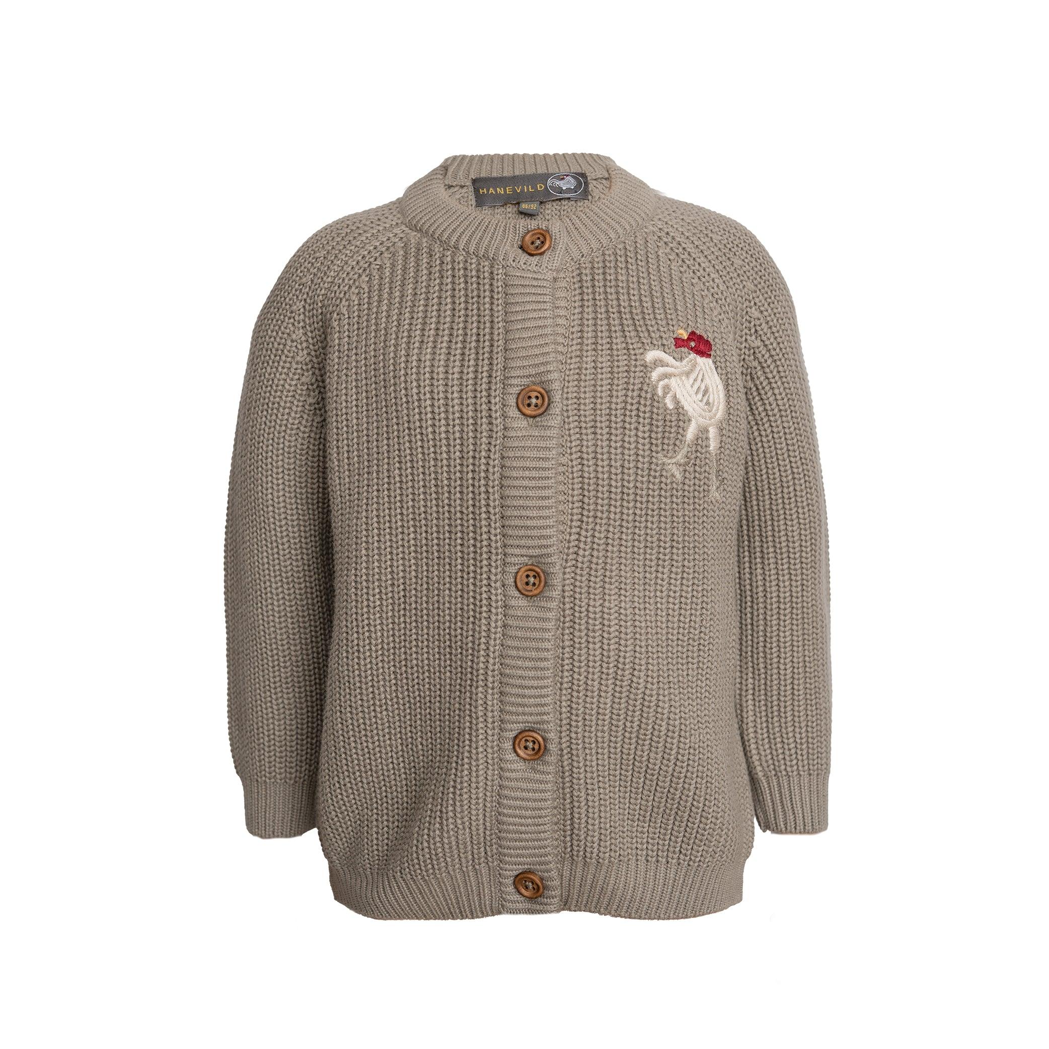 Hanevild Kaj cardigan med uld til børn, caribou brun farve