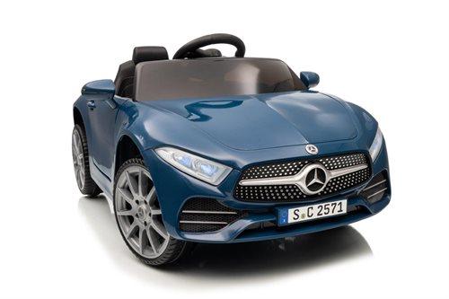 Mercedes CLS350 blå 12V elbil til børn med lædersæde og EVA gummihjul